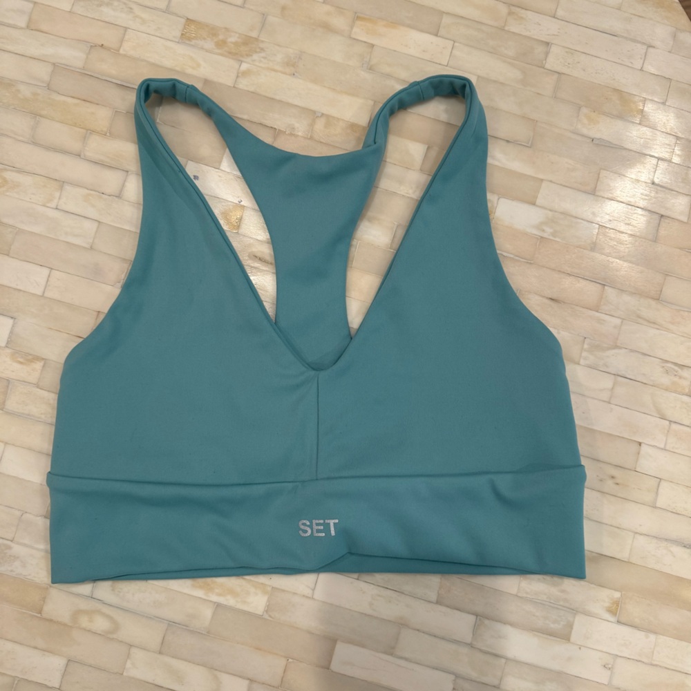 Set Active light blue/green work out top